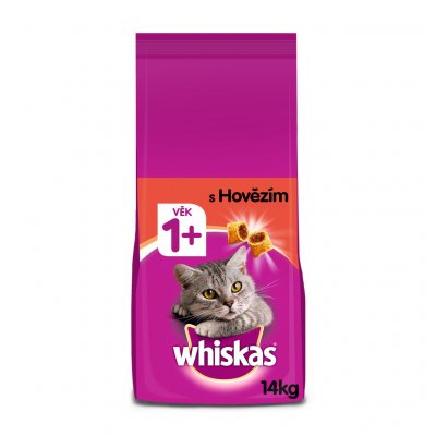 TOP 2. - Whiskas granule s hovězím pro dospělé kočky 14 kg