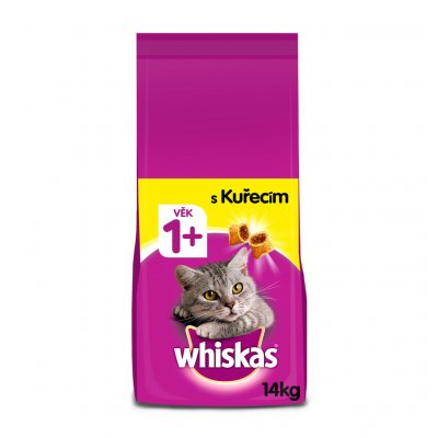 TOP 3. - Whiskas granule s kuřecím pro dospělé kočky 14kg
