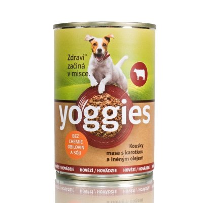 TOP 2. - Yoggies hovězí konzerva pro psy s karotkou a lněným olejem 400 g
