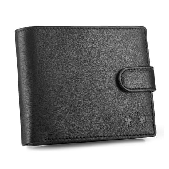 Klasická černá pánská kožená peněženka, horizontální peněženka s RFID, peněženka balená ve značkové krabičce, má kapsy na bankovky, na karty, na mince, na doklady, 9,5x12,5x2/ ZG-N992L-F2 nejlevnější