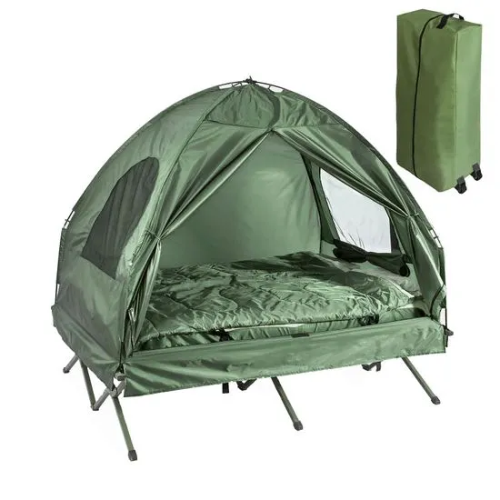 SoBuy OGS32-L-GR Stan s postelí Spacák Nafukovací matrace Stan pro 2 osoby Zelený