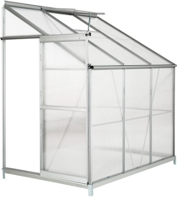 TECTAKE Polykarbonátová přístavba ke zdi se základnou 92 × 128 × 202 cm SLEVA