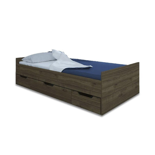 Dřevěná postel Suen 90x200, ořech admiral, bez roštu a matrace