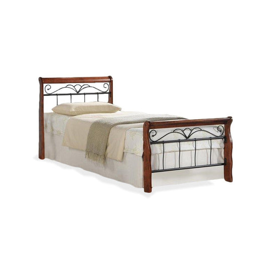 Kovová postel Verona 160x200, třešeň, černá, bez matrace