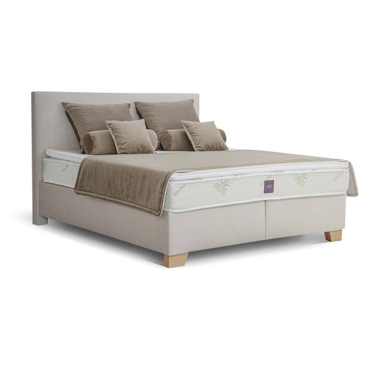 Postel Boxspring Jacob 180x200, béžová, vč. matrace a topperu