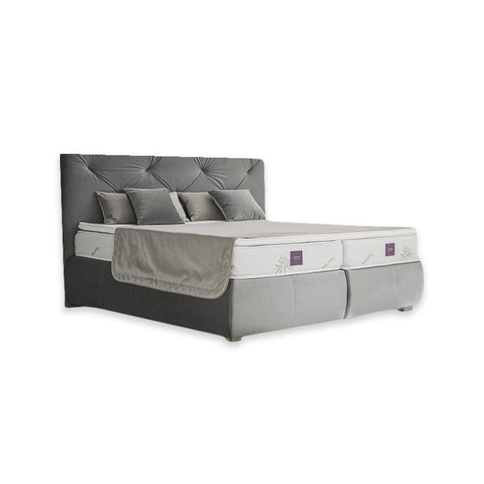 Postel Boxspring Richard 160x200, šedá, vč. matrace a topperu