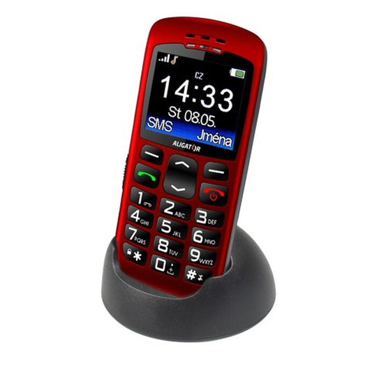 Tlačítkový telefon pro seniory Aligator A670, červená
