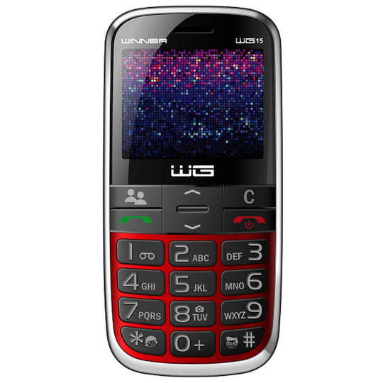 Tlačítkový telefon pro seniory Winner WG15, červená