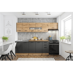 PIRLO 260, dub artisan/tmavě šedá matná Kuchyňská sestava