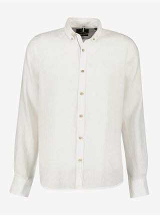 Bílá pánská lněná košile LERROS LEVNĚ