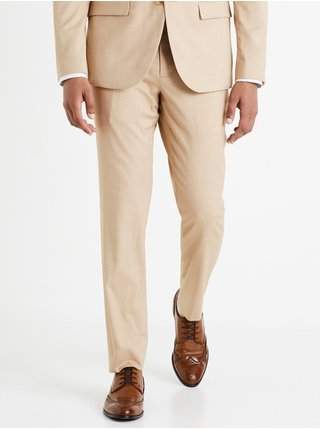 Béžové pánské oblekové kalhoty Celio Dopera