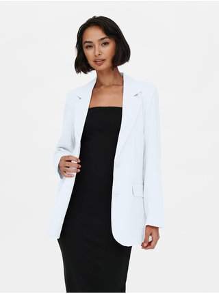 Bílé oversize sako s příměsí lnu ONLY Caro LEVNĚ