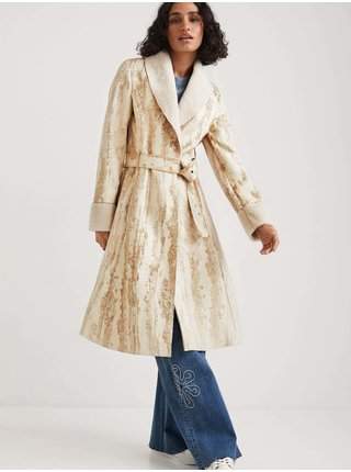 Béžový dámský vzorovaný kabát Desigual Marvelous levně