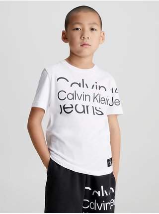 Bílé klučičí tričko s potiskem Calvin Klein Jeans