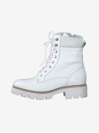 Bílé kožené kotníkové zimní boty s kožíškem Tamaris výprodej