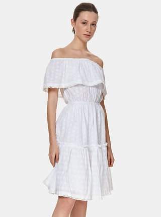 Bílé květované šaty s odhalenými rameny TOP SECRET