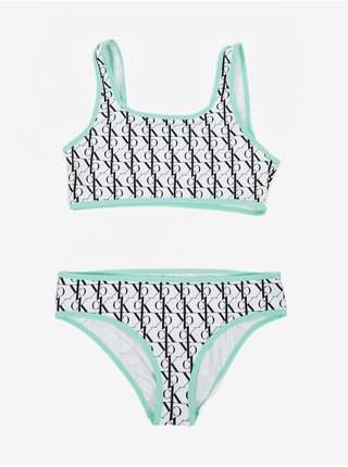 Bílé vzorované holčičí plavky Calvin Klein Underwear
