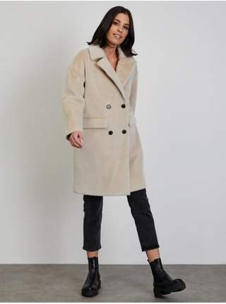 Béžový dámský zimní kabát z umělého kožíšku ZOOT.lab Stephany LEVNĚ