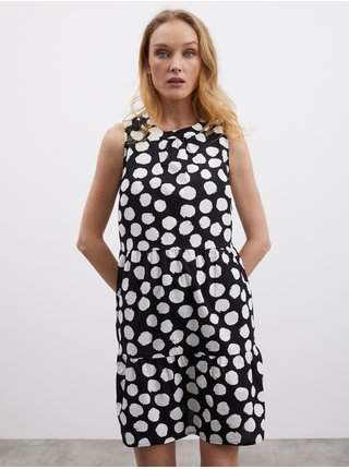 Bílo-černé dámské puntíkované volánové šaty ZOOT.lab Petronella