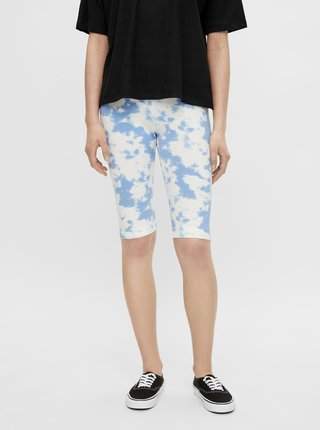 Bílo-modré vzorované krátké legíny Pieces Tabbi Biker shorts LEVNĚ