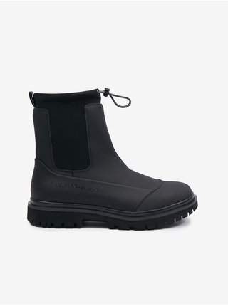 Černé dámské kotníkové boty s koženými detaily Calvin Klein Jeans Chunky Combat
