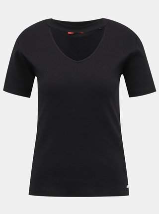 Černé dámské žebrované tričko Guess