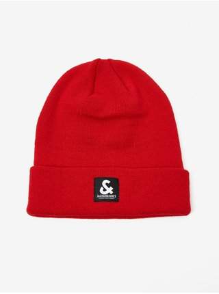 Červená zimní čepice Jack & Jones SLEVA