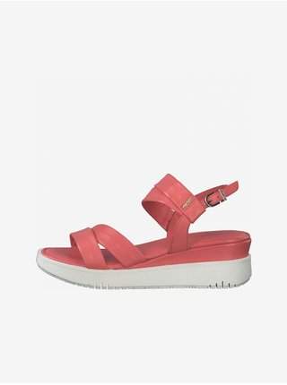 Červené kožené sandály Tamaris