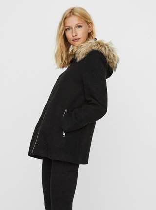 Černá vlněná bunda VERO MODA Collar York SLEVA