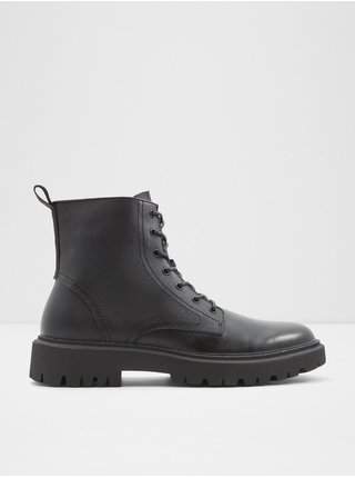 Černé pánské kožené kotníkové boty ALDO Redford