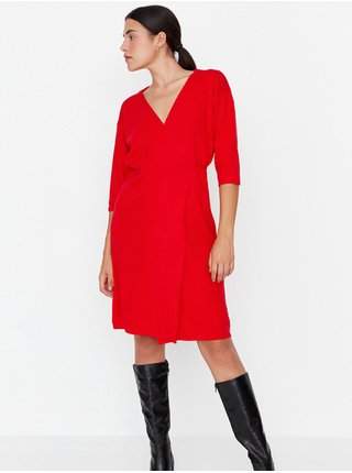 Červené zavinovací svetrové šaty Trendyol LEVNĚ