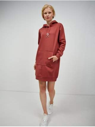 Cihlové mikinové šaty s kapucí Calvin Klein