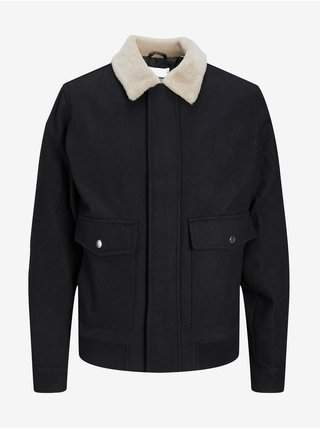 Černá bunda s příměsí vlny Jack & Jones Johnson Tom