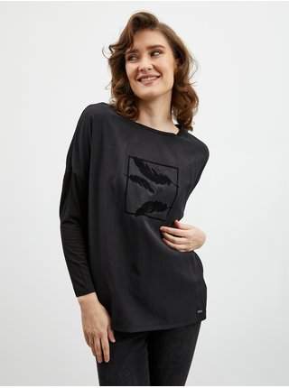 Černé dámské volné tričko s potiskem ZOOT.lab Rozy