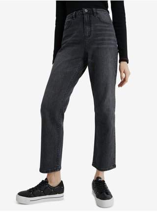 Černé dámské zkrácené straight fit džíny Desigual Scarf nejlevnější