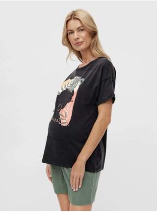 Černé těhotenské tričko s potiskem Mama.licious Tropicana