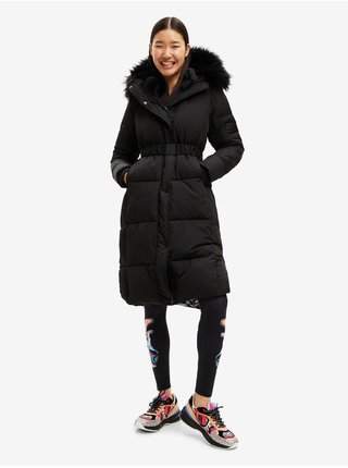 Černý dámský zimní prošívaný kabát Desigual Noruega