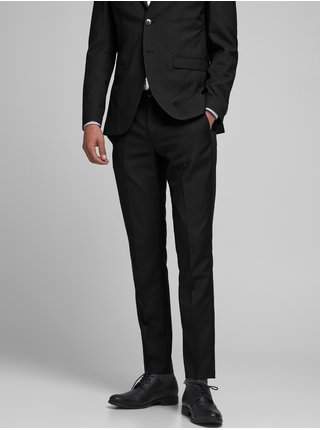 Černé oblekové slim fit kalhoty s příměsí vlny Jack & Jones Solaris