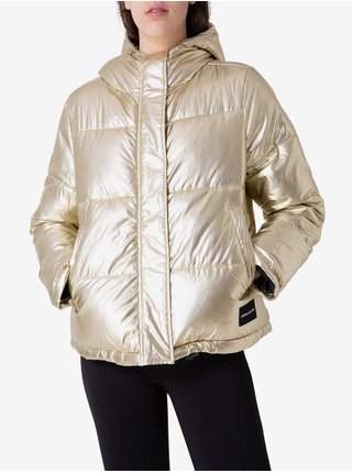 Dámská bunda ve zlaté barvě s kapucí Calvin Klein Jeans