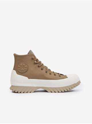 Hnědé kožené kotníkové tenisky na platformě Converse Chuck Taylor All Star Lugged 2.0