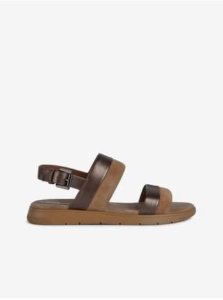 Hnědé dámské sandály s koženými detaily Geox levně