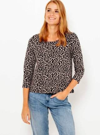 Krémové tričko s leopardím vzorem CAMAIEU