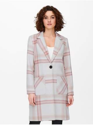 Krémovo-růžový vzorovaný kabát ONLY Annalina