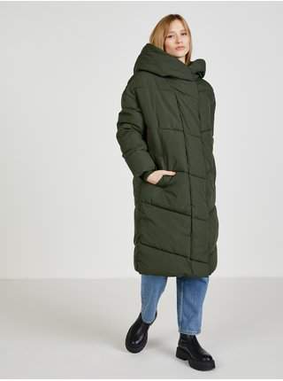 Khaki prošívaný oversize kabát s kapucí Noisy May Tally
