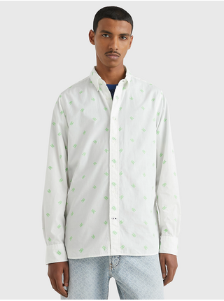Krémová pánská vzorovaná košile Tommy Hilfiger Spaced Out Monogram LEVNĚ