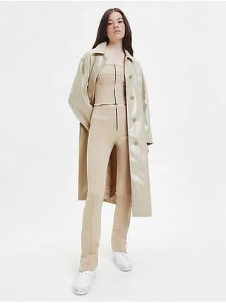 Krémový dámský oversize lehký koženkový kabát Calvin Klein Jeans