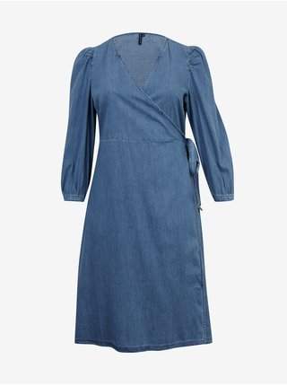 Modré dámské džínové zavinovací šaty ONLY CARMAKOMA Irina