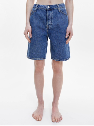 Modré dámské široké džínové kraťasy Calvin Klein Jeans SLEVA
