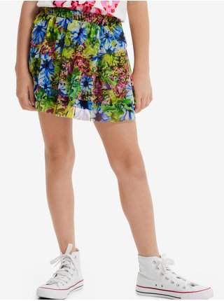 Modro-zelená holčičí květovaná sukně Desigual Garden