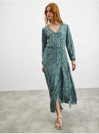 Modro-zelené dámské vzorované dlouhé šaty ZOOT.lab Eliane